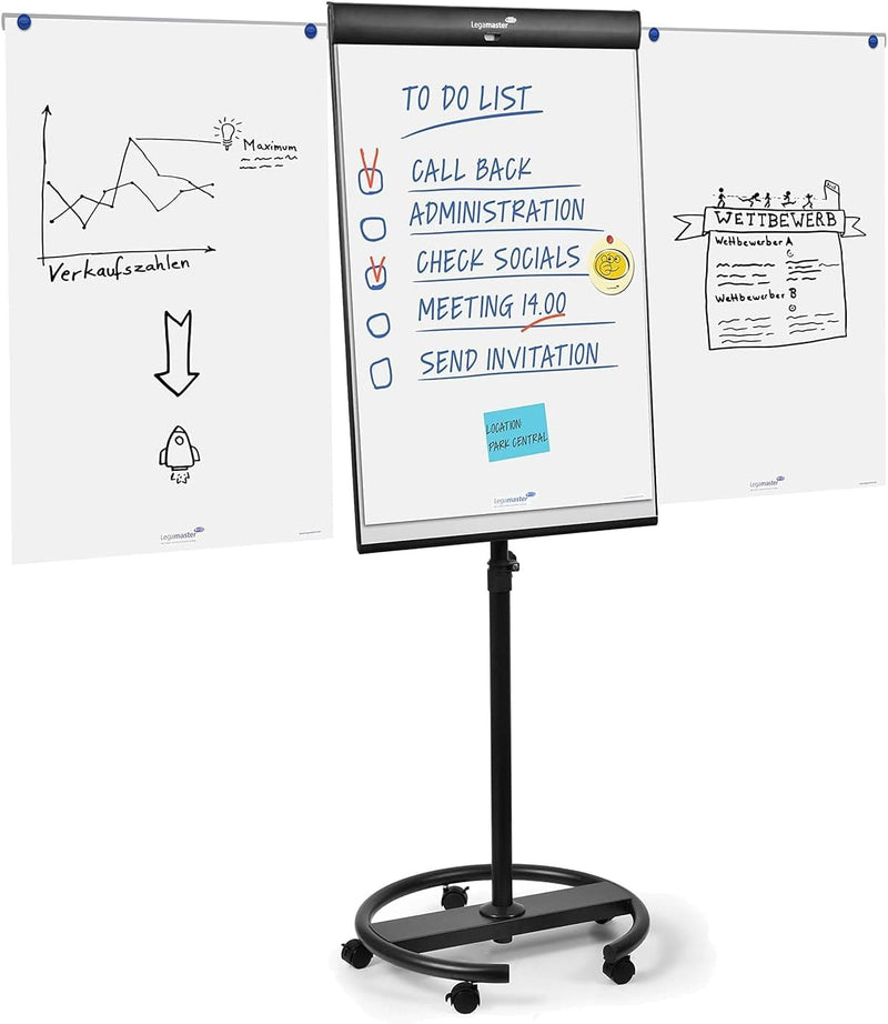 Legamaster 7-153600 Universal Flipchart Triangle Rundfuss, schwarz & Landre Flipchart Papier, karier