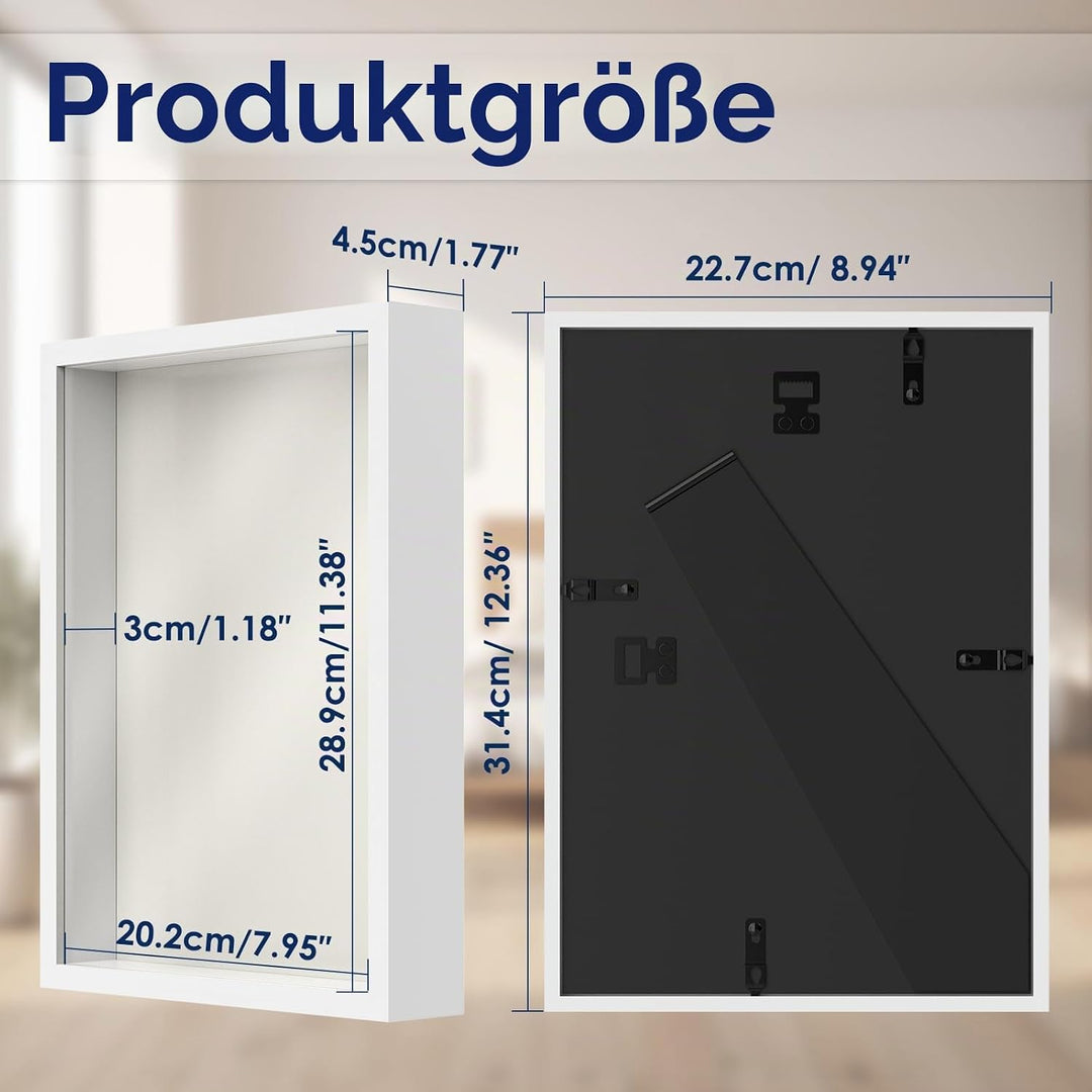 3D Bilderrahmen zum Befüllen, A4 3D Bilderrahmen Tiefer Objektrahmen 20 x 30 cm mit Transparente Ech