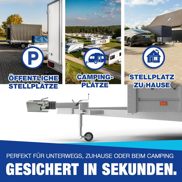 Deichselabdeckung + Anhängerschloss – wasserdichte Abdeckung mit Doppel-Klickverschluss verzinktes K