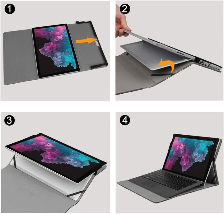 FINTIE Hülle für Microsoft Surface Pro 7+/ 7/6/ 5/4/ 3 Tablet 12.3 Zoll - Multi-Sichtwinkel Hochwert