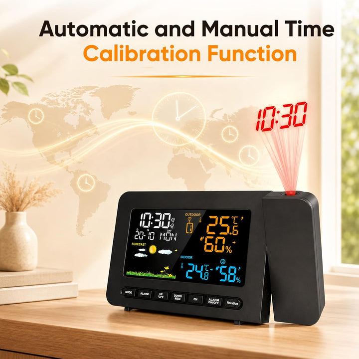 Wetterstation Funk Mit 3 Aussensensor,8.3" Farbdisplay,Weckerprojektion