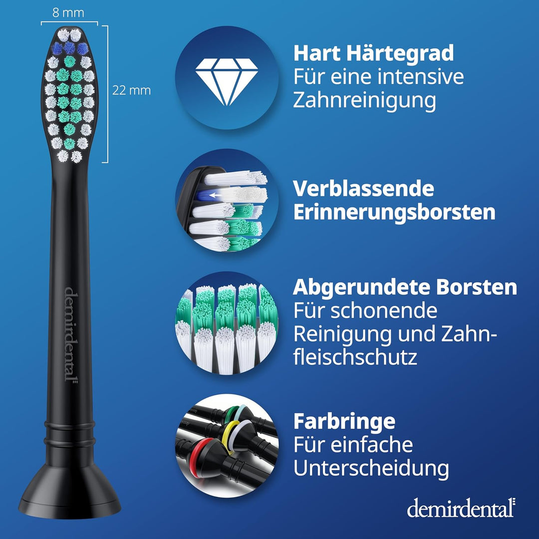 8er demirdental Ersatzbürsten passend für Philips Sonicare, Harte Aufsätze & Aufsteckbürsten, harte