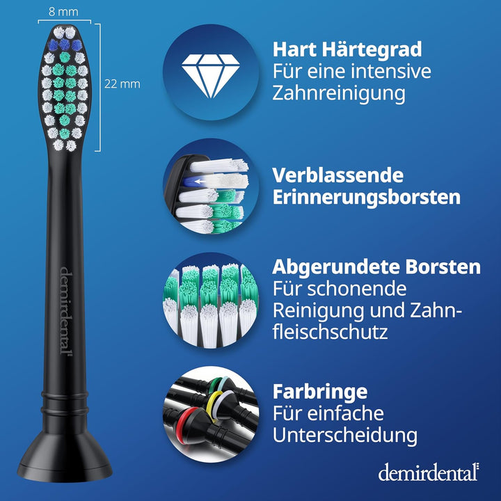 8er demirdental Ersatzbürsten passend für Philips Sonicare, Harte Aufsätze & Aufsteckbürsten, harte
