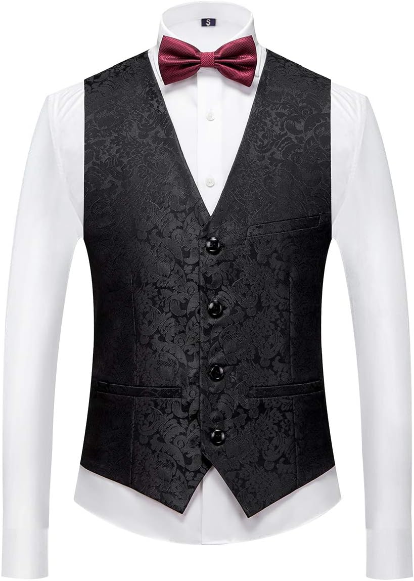 Anzug Herren 3-Teillig mit Schalkragen Muster Hochzeit Formell Business Smoking Jacke Weste und Hose