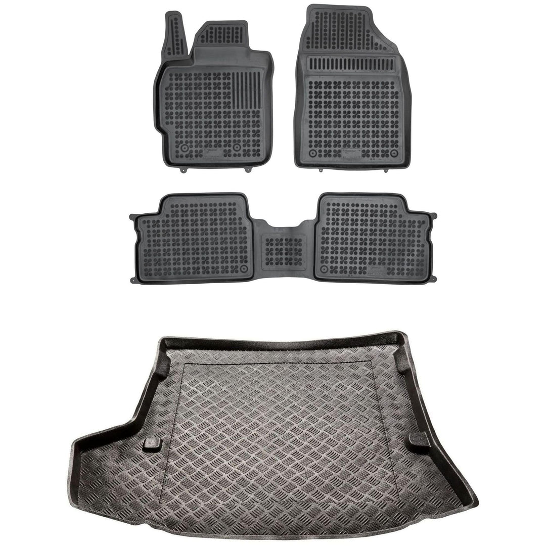MOTOS Satz Gummifussmatten und PE Kofferraumwanne für Toyota Corolla X E140, E150 2006-2013 Verbesse