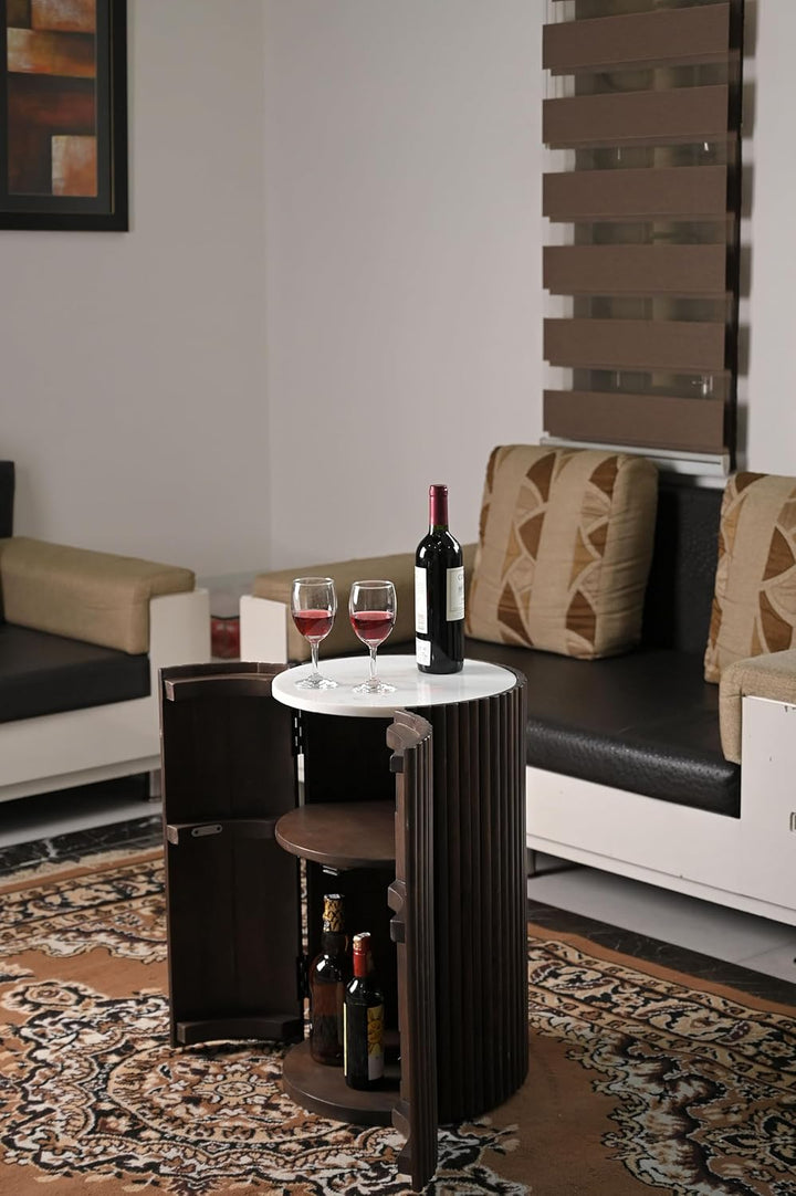 iAnanas Barschrank Premium Luxus Rustikales Weinregal aus Holz mit Marmorplatte dekorativer Weinstän