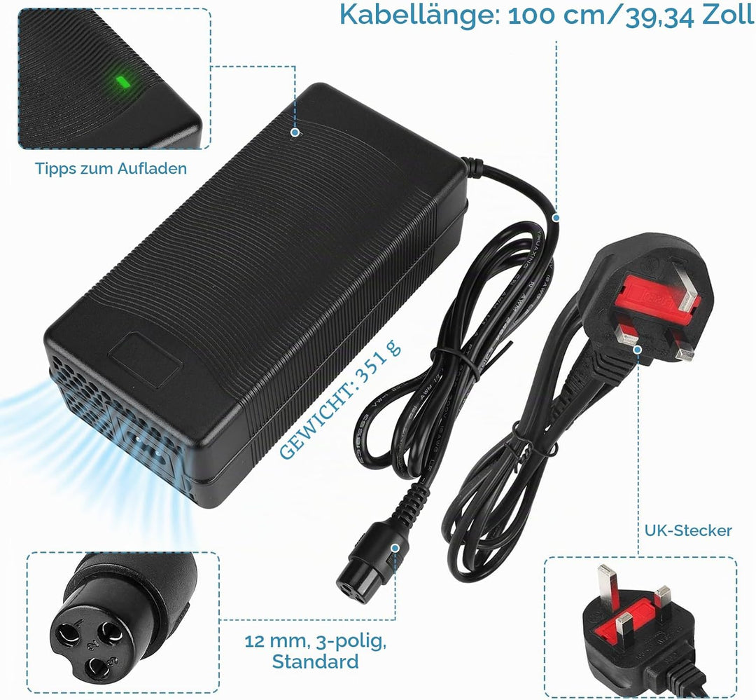 54.6V 2A Ladegeräte für Elektroroller für Kugoo M4/M4 Pro，UrbanGlide E-Cross Pro，48V E Scooter Unive