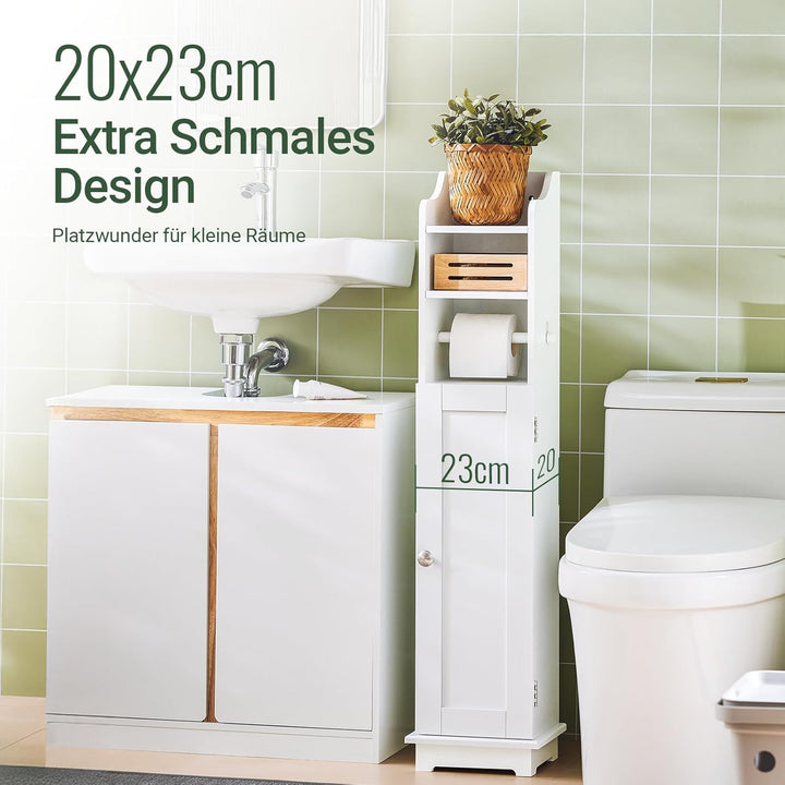 SoBuy FRG177-W Freistehend weiss Toilettenrollenhalter Toilettenpapieraufbewahrung Badregal Toilette