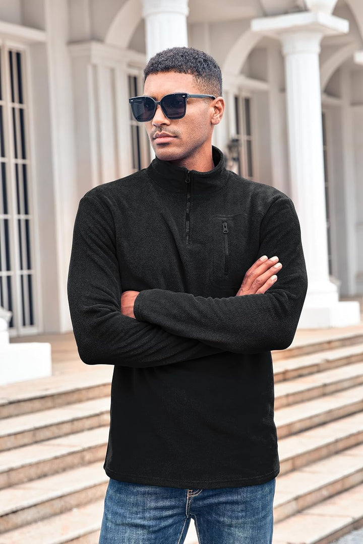 Beotyshow Herren Quarter Zip Fleece Pullover Langarm Sweatshirt Outdoor Taktisch Weich Warm Polar Fl