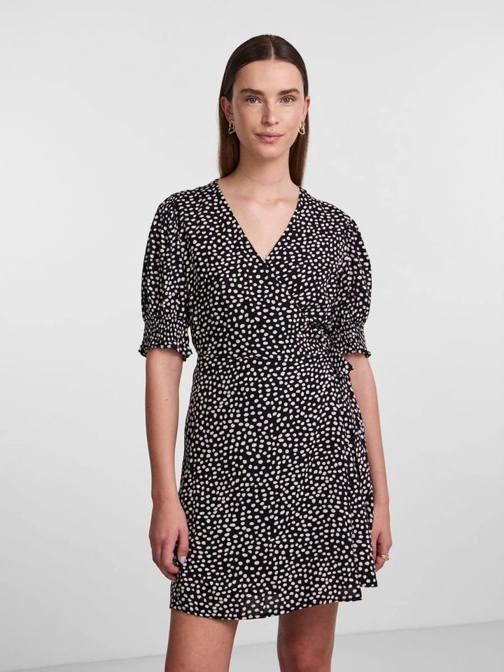 PIECES Damen Pctala 2/4 Wrap Dress Noos Bc XS Black/Aop:dot, XS Black/Aop:dot