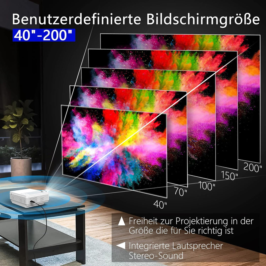 Staratlas, 5G WiFi Bluetooth Beamer Full HD,12000 Lumen Native 1080P, 4K Heimkino Video Beamer 300''