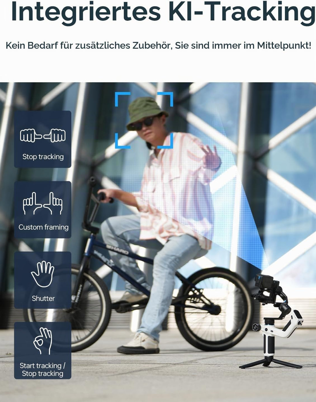 Feiyu SCORP Mini 2 Kit - AI-Tracking Stabilisator für spiegellose Kameras/Action Kamera/iPhone&amp;Samsu
