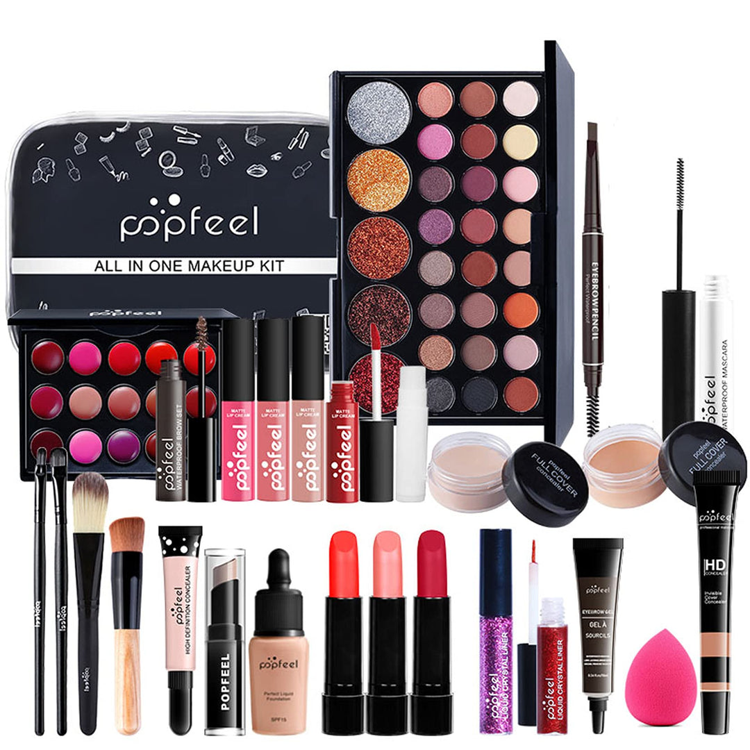 Professionelles Makeup Set, MKNZOME 30St Kosmetik Starter Kit mit Schminktasche Tragbare Reise Makeu
