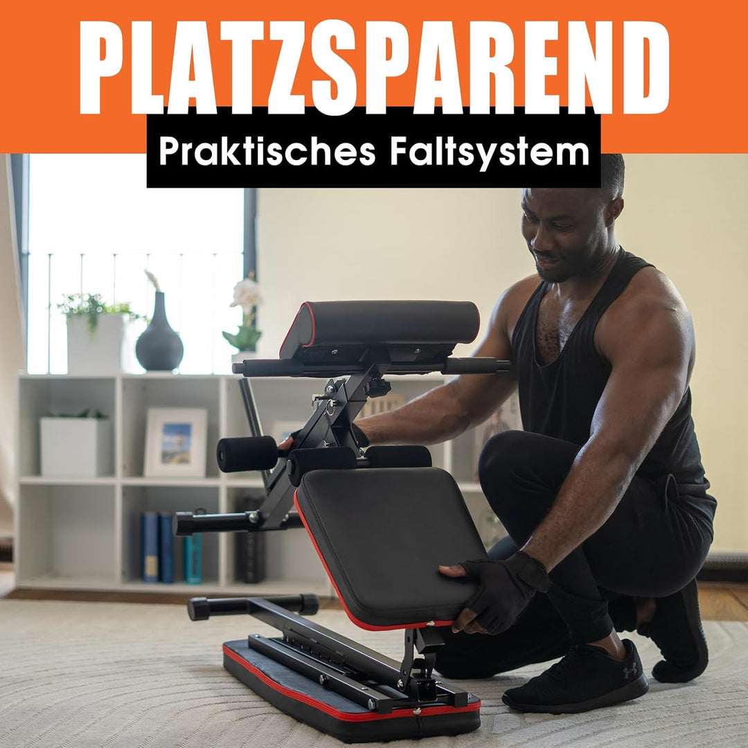 DH FitLife Hantelbank klappbar mit Curlbank & Beinstrecker | Weight Bench for Home Workout | Trainin