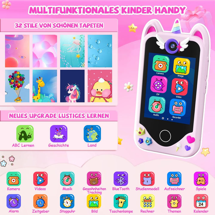Kinder Handy Smartphone Mädchen Geschenke - Weihnachten Geburtstag Geschenke ab 3 4 5 6 Jahre Mädche