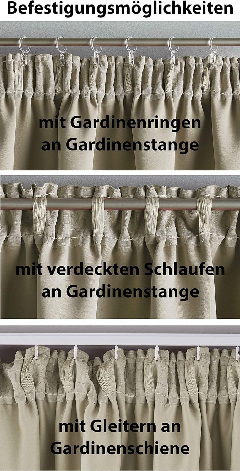 Gardinenbox 2er Set Verdunkelungsvorhänge Blickdicht »Newyork« verdeckte Schlaufen Beige HxB 245x140
