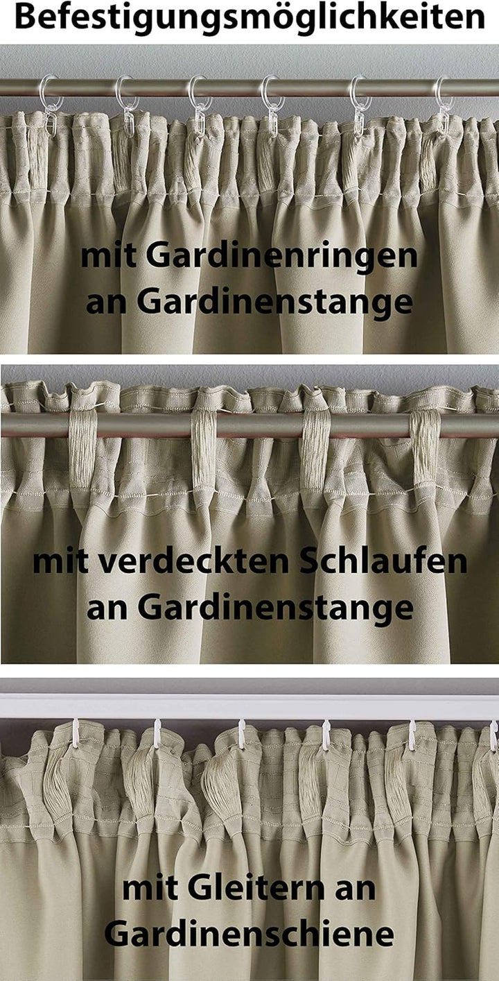 Gardinenbox 2er Set Verdunkelungsvorhänge Blickdicht »Newyork« verdeckte Schlaufen Beige HxB 245x140