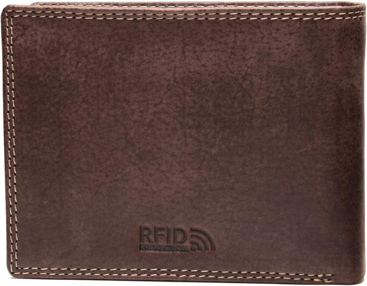 Fa.Volmer ® Leder Geldbörse Herren mit RFID-Schutz - geöltes Büffelleder, extra-stabile Doppelnaht,
