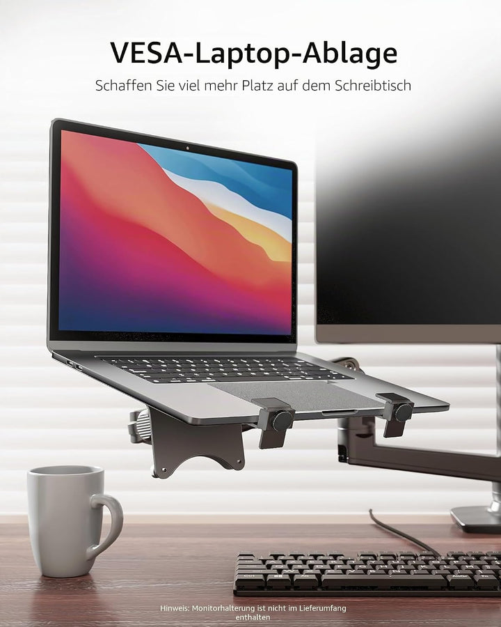 Ergounion VESA Laptop Adapter für Monitorarm – 100 x 100 mm VESA Laptop Halterung – Armhalterung für