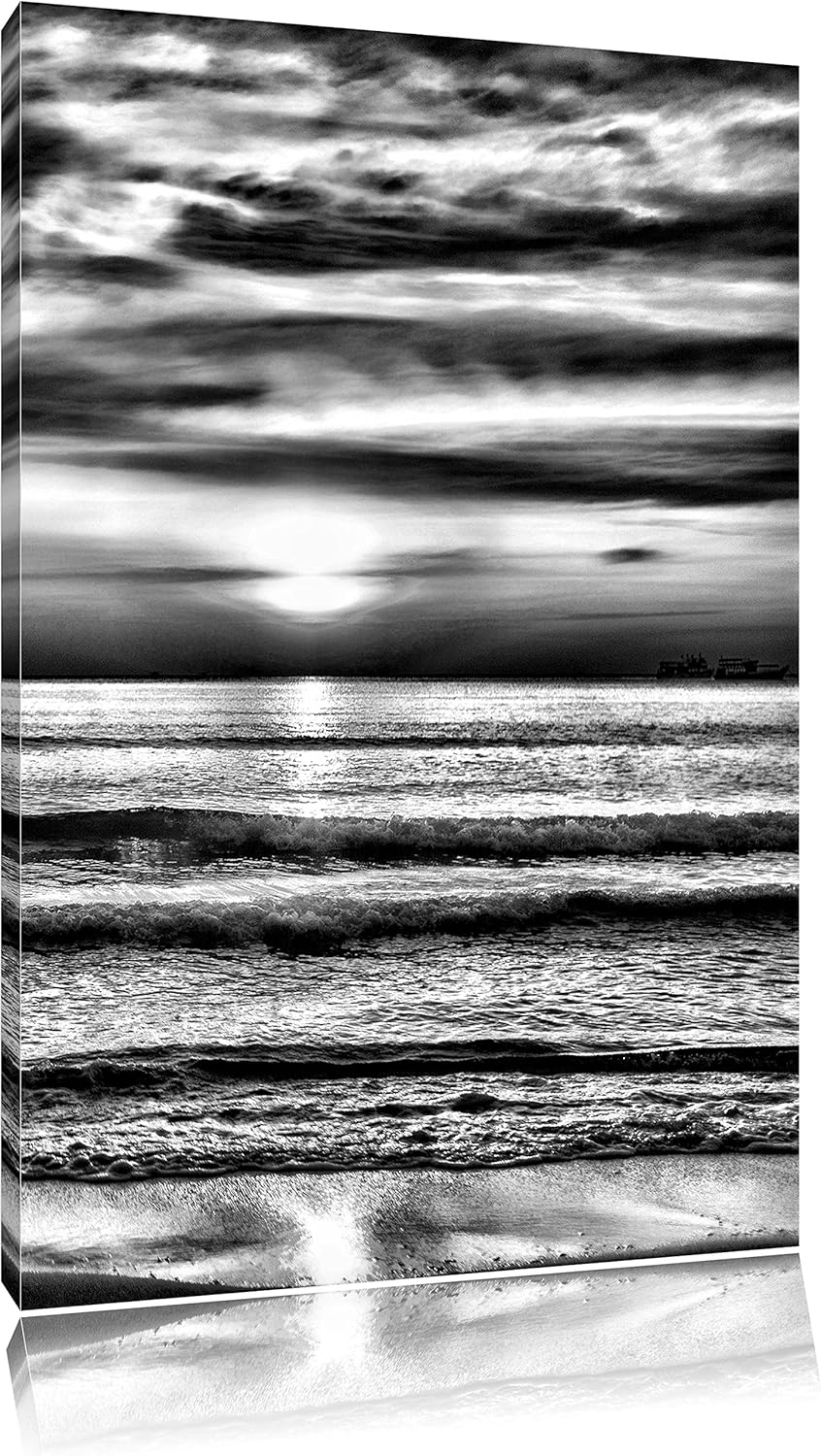 Pixxprint Malibu Beach Sonnenaufgang als Leinwandbild/Grösse: 100x70 cm/Wandbild/Kunstdruck/fertig b