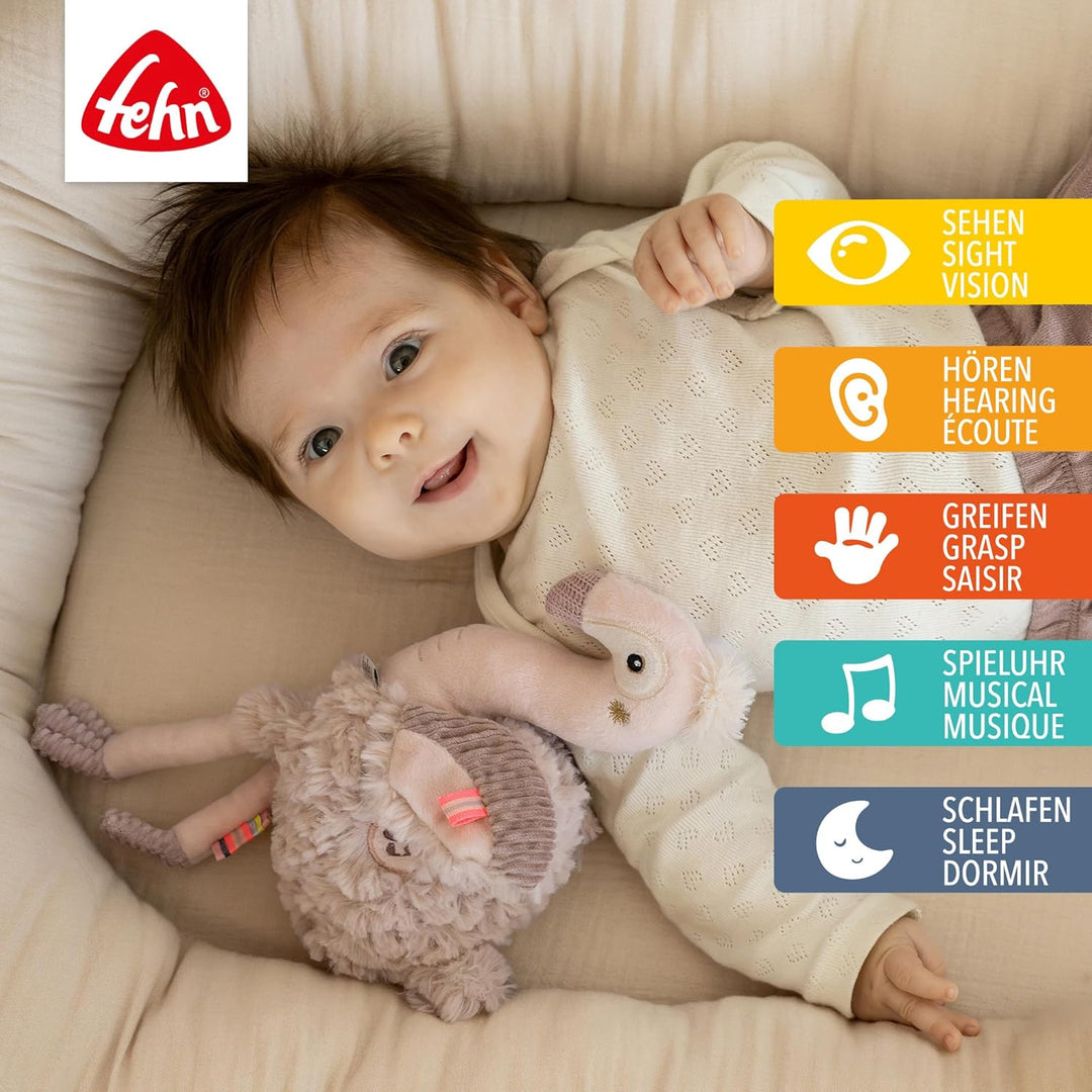Fehn Einschlafhilfe Flamingo – Baby Einschlafhilfe mit Soundmodul: Flamingo Kuscheltier mit entnehmb
