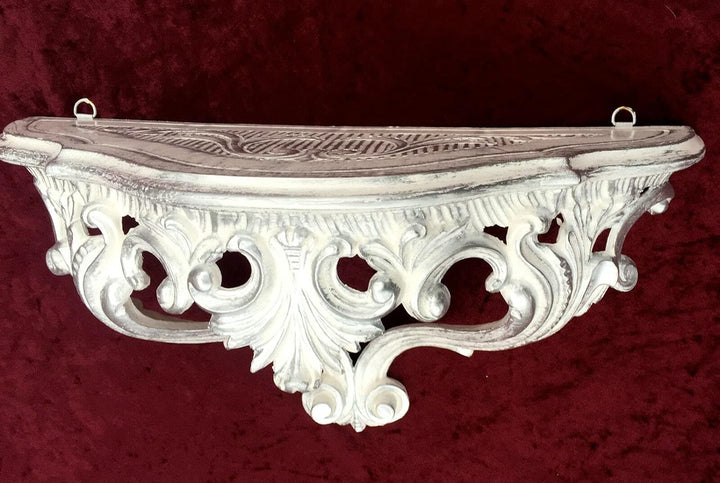 Barock Wandkonsole, Konsole, Antik Wandregal, Spiegelkonsole Weiss Silber Dualcolour 38x20x16 Ablage