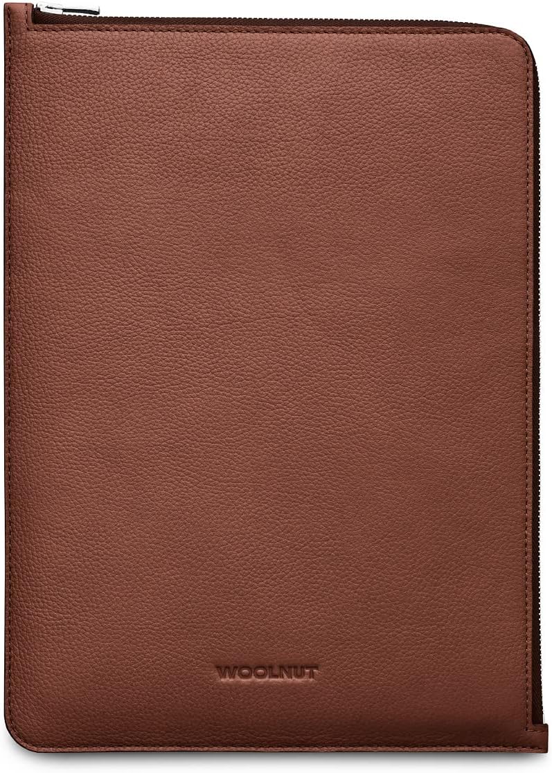 Woolnut Leder Folio Zipper Sleeve Case Hülle Tasche für MacBook Pro 14 Zoll - Cognac Braun MacBook P