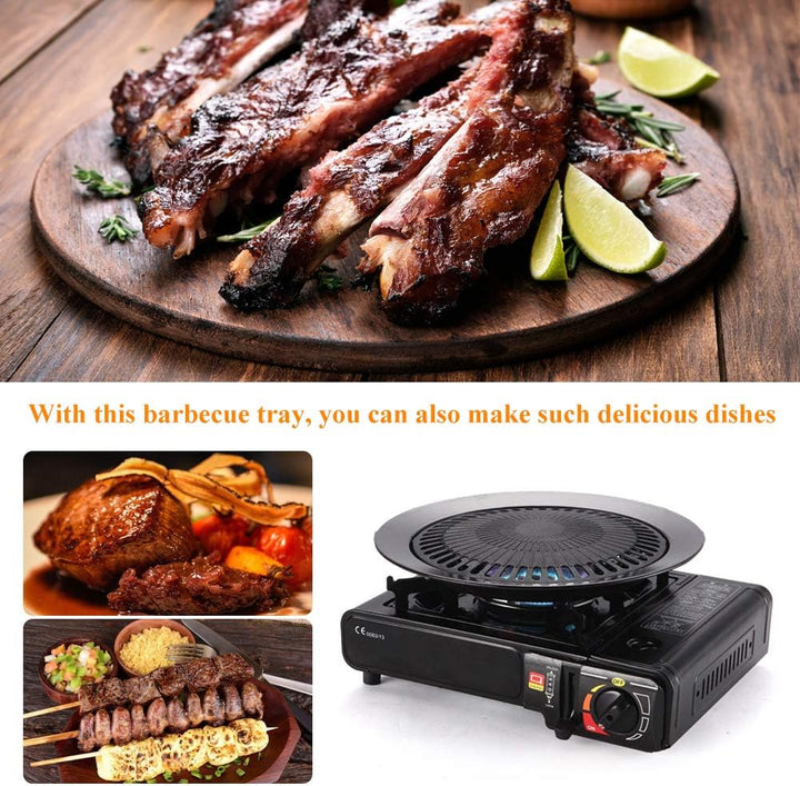 Fdit BBQ Grillpfanne Antihaft Klassische Platte Gusseisen Grillpfanne Spülmaschinenfest Abnehmbare A