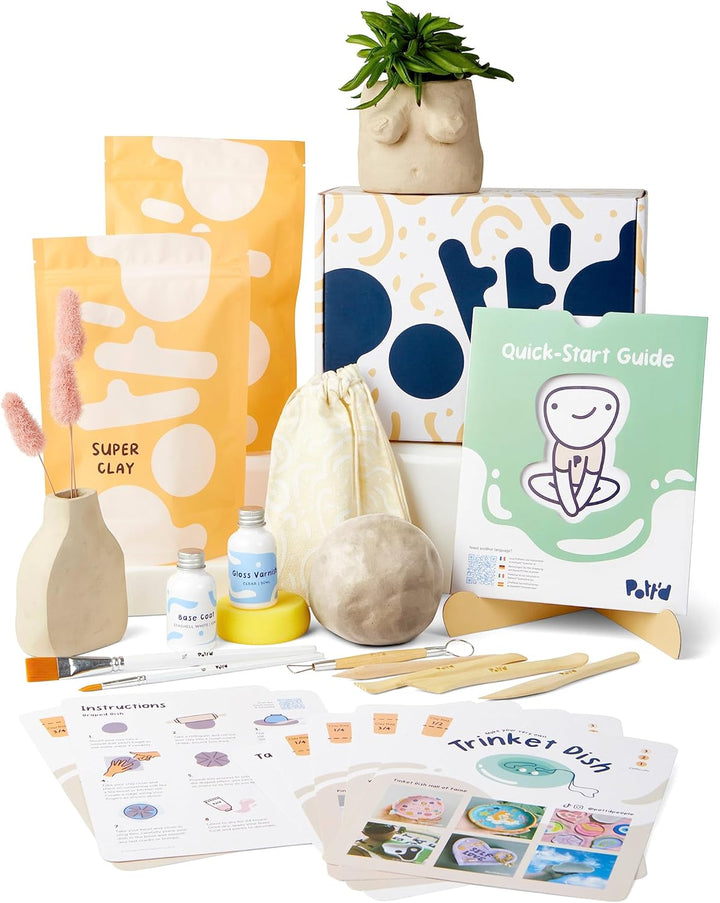 Pott'd Ton Töpferset für Anfänger für zuhause - Lufttrocknend. DIY Set für Erwachsene. Enthält: Luft