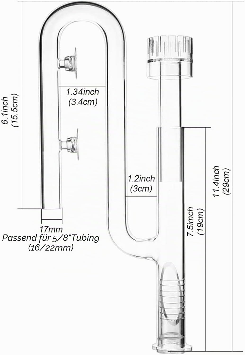 FZONE Aquatic Glass Lily Pipe Set mit Lily Skimmer Zufluss und Lily Abfluss für 16/22-mm(5/8''ID.) A
