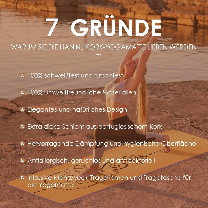 Yogamatte-Kork, Rutschfest, Einzigartiges Design, Extradick Natürlicher Kork, TPE Fitness-Trainingsm