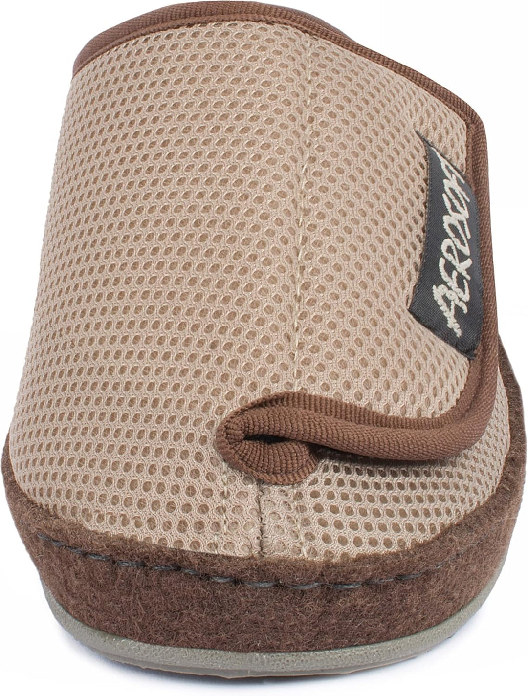 Aerosoft Klett-Pantolette 6032-4P Damen Herren Hausschuh Weite G-H rutschhemmend 37 EU Taupe, 37 EU