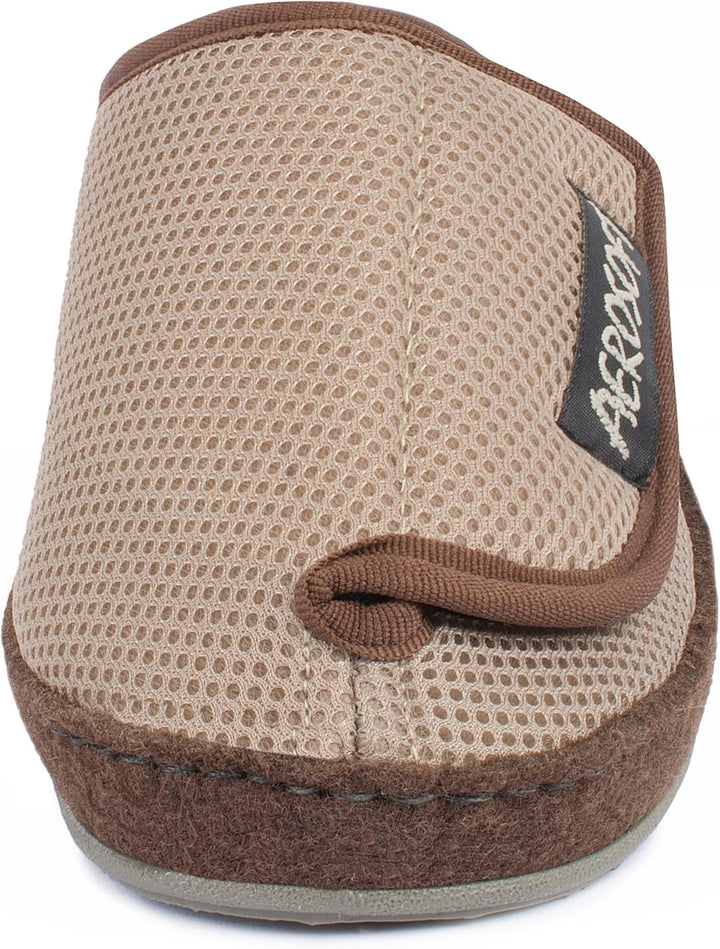 Aerosoft Klett-Pantolette 6032-4P Damen Herren Hausschuh Weite G-H rutschhemmend 36 EU Taupe, 36 EU
