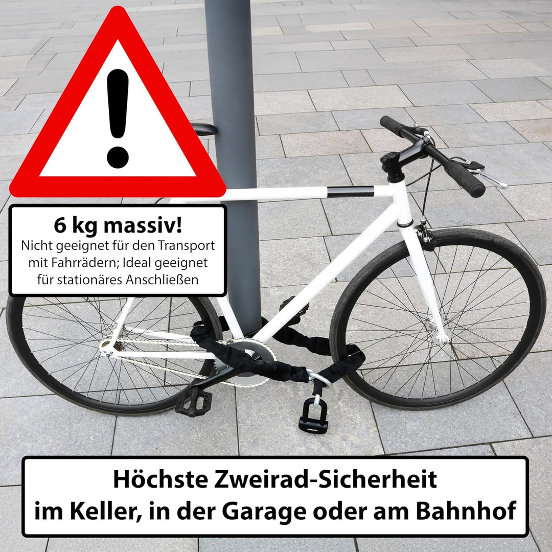 KOHLBURG 6kg massives 150cm VdS Sicherheits- Motorradschloss Typ Alcatraz, 13mm Spezialstahl-Kette,