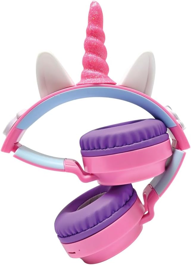 Lexibook, Faltbarer beleuchteter Bluetooth®- und kabelgebundener Kopfhörer mit 3D-Einhorn-Design und