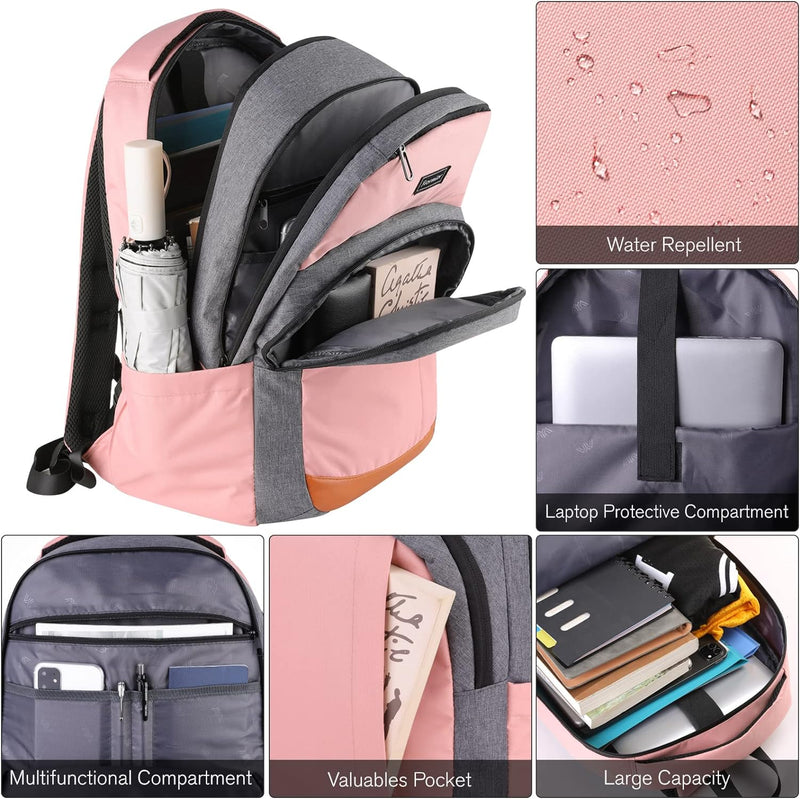 YIORMIOR Schulrucksack Mädchen Teenager, Rucksack Damen Schule Daypacks für 15.6 Zoll Laptop Rucksac