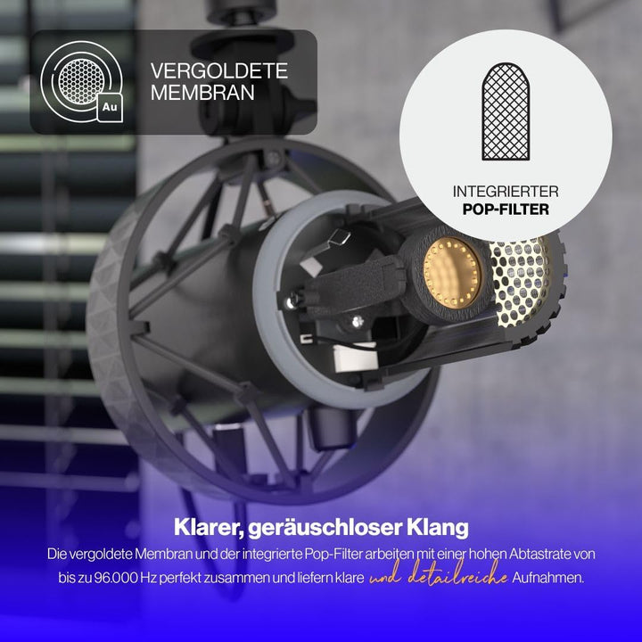 ENDORFY Solum Broadcast, USB Microphone, Adjustable Studio Boom arm, dual-Function Mute and gain kno