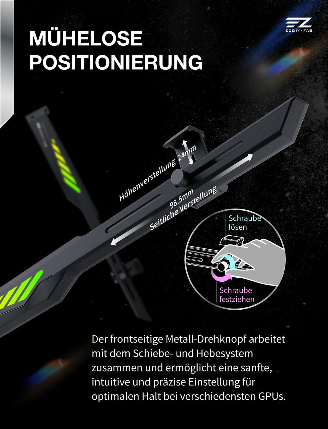 EZDIY-FAB VH90 ARGB Grafikarten-Stützhalterung,Verstärkte Verstellbare Anti-Sag GPU-Halterung mit Pr