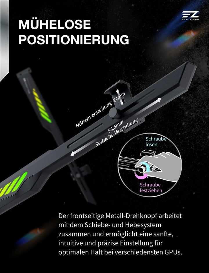 EZDIY-FAB VH90 ARGB Grafikarten-Stützhalterung,Verstärkte Verstellbare Anti-Sag GPU-Halterung mit Pr