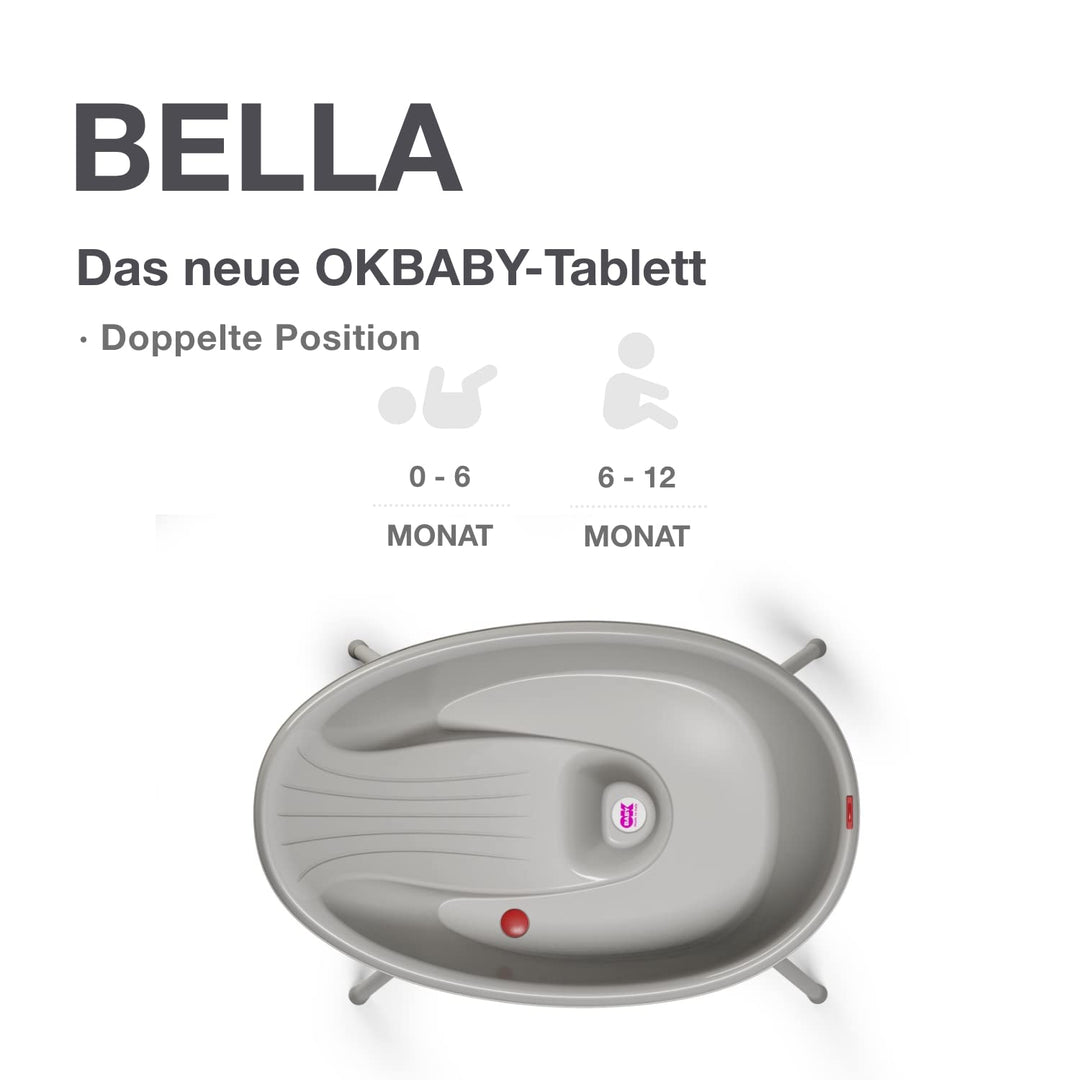 OKBABY Bella Kit mit Halterung, gemütliche Badewanne für Neugeborene und Babys von 0-12 Monate - Gra