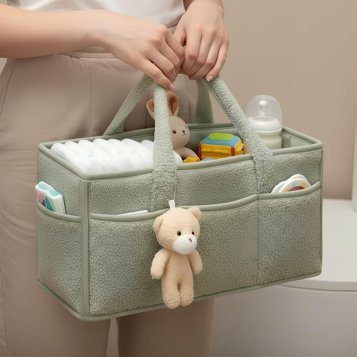 Wickeltisch Organizer und Windeltasche Set, Wickelkorb Tragbarer mit Herausnehmbaren Fächern, Baby W