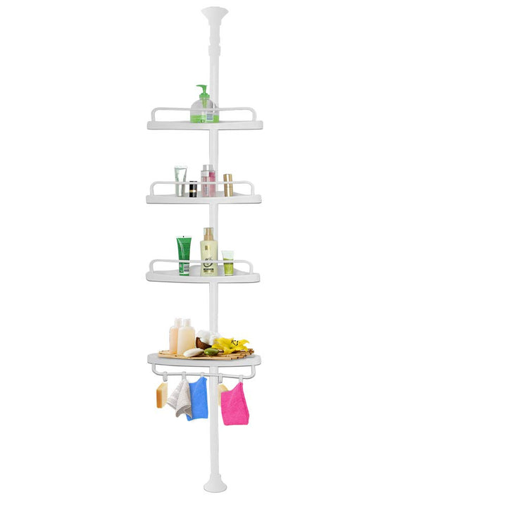 Deuba® Teleskop Duschablage ohne Bohren 4 Ablagen 155-290 cm höhenverstellbar Edelstahl weiss Duschr