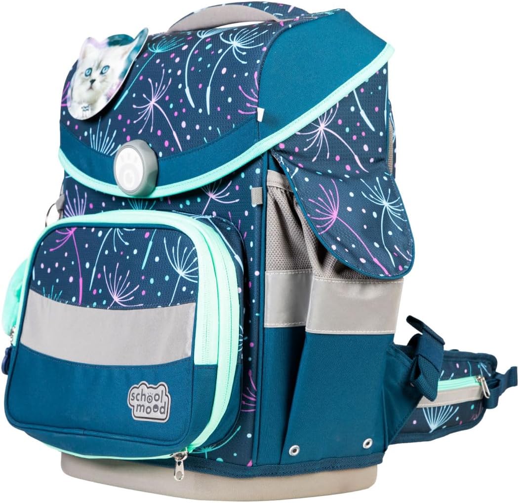 SCHOOL-MOOD Timeless Pro Schulranzenset 7-teilig 23,5L Stauraum, ergonomisches Easy Fit System für 1