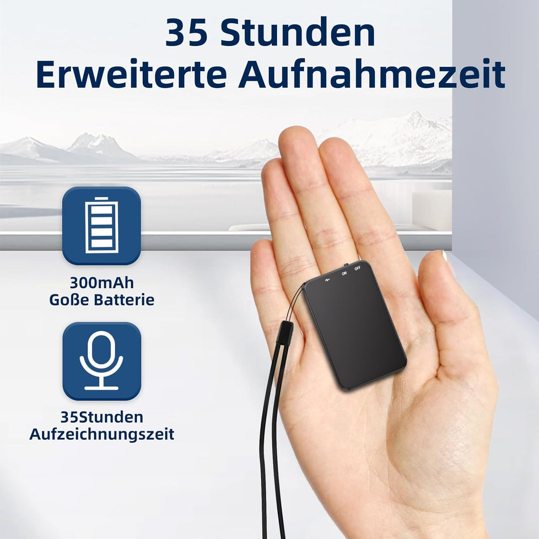 64GB Diktiergerät Mini, HD Aufnahmegerät mit 35 Stunden Aufnahme, USB C Digital Voice Recorder für M