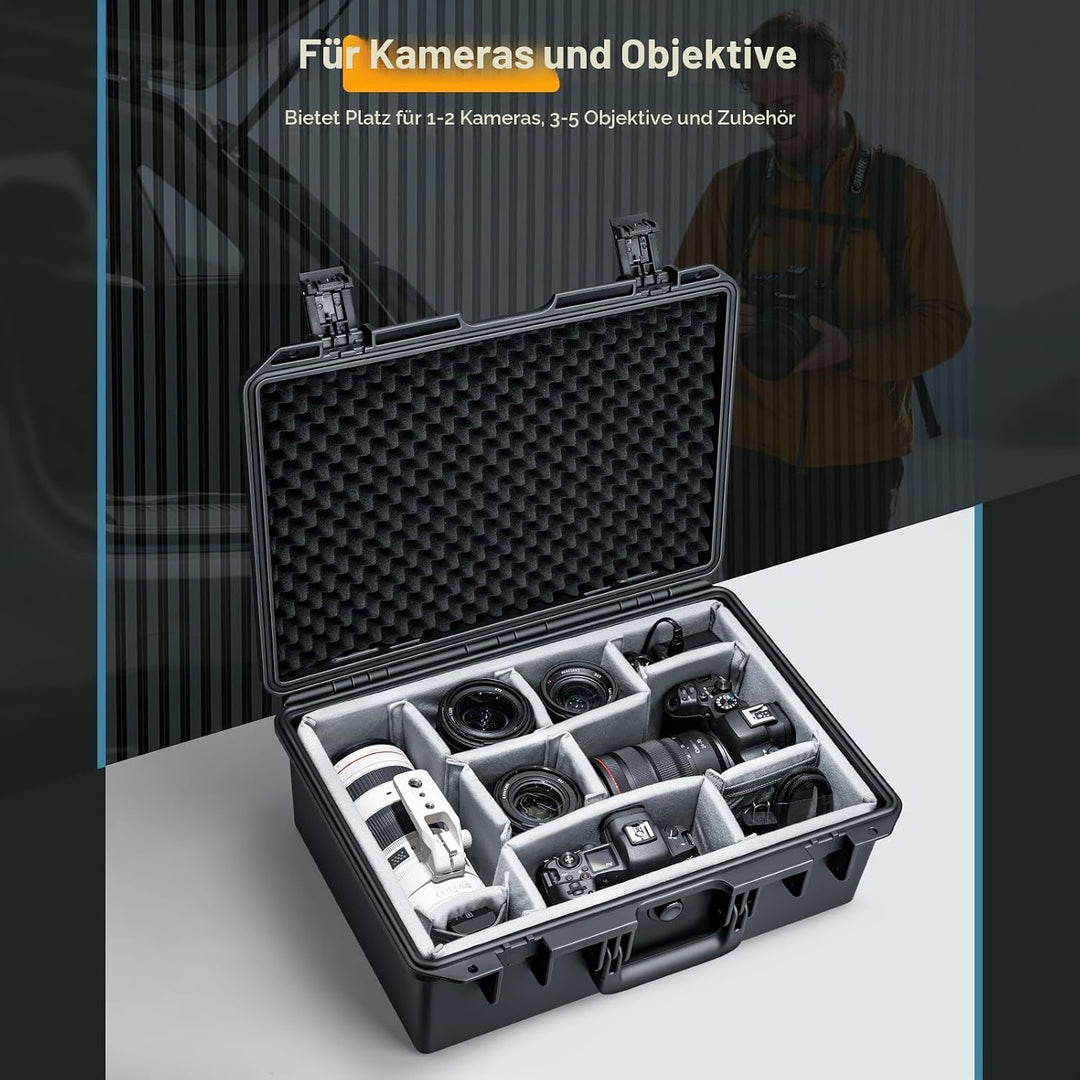 Lykus PVC2 Wasserdicht Koffer Tasche Case mit Gepolsterten Trennwänden für Kameras, Objektive, Klein