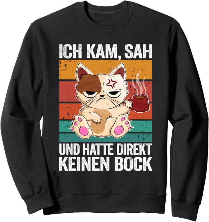 Ich Kam Sah Und Hatte Direkt Keinen Bock Katze Morgenmuffel Sweatshirt