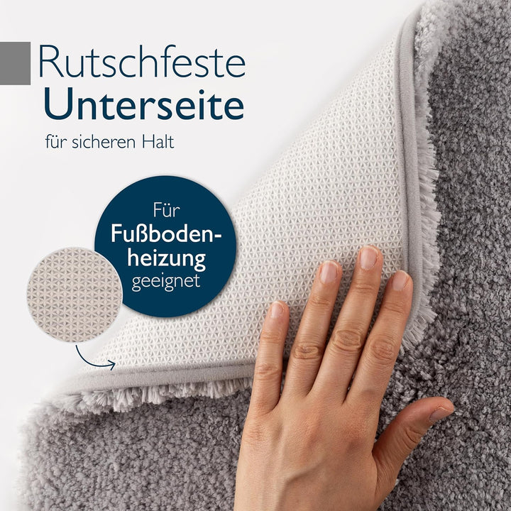 Beautissu Badematte rutschfest 100x60 cm – Duschvorleger Hochflor Badteppich rutschfest Waschbar Sha