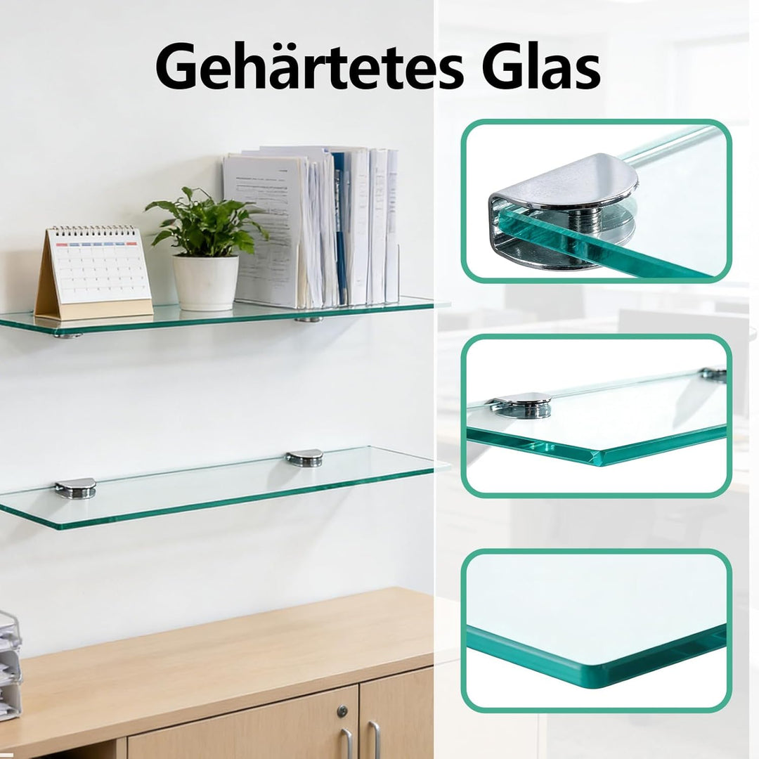 Glasregal, Glasablage Bad, 8mm Hartglas Glasregal Badezimmer, Montage Von Metallhalterungen, Für Bad