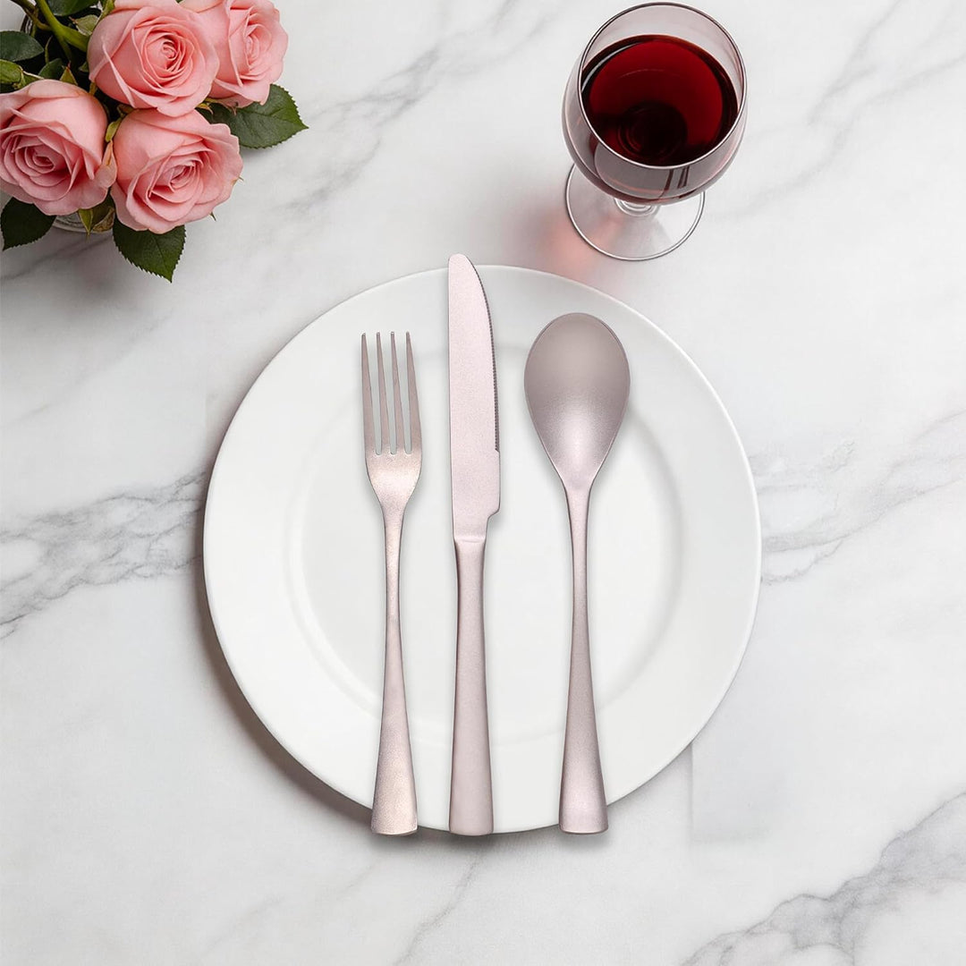 SSGP Titan Besteck Set 3-teilig – Reines Titan Grade 1, Geschmacksneutral & Rostfrei – Mattierte Obe