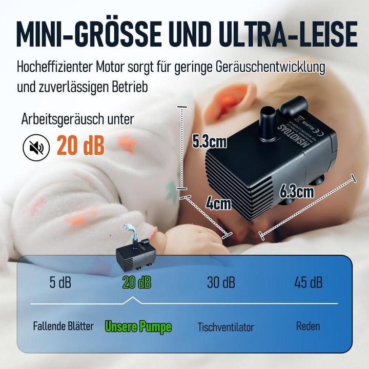 Automatische kleine Tauchpumpe mit Wassersensor, 2,5m 280L/h Mini-Kondensatpumpe, Wasserablauf für E